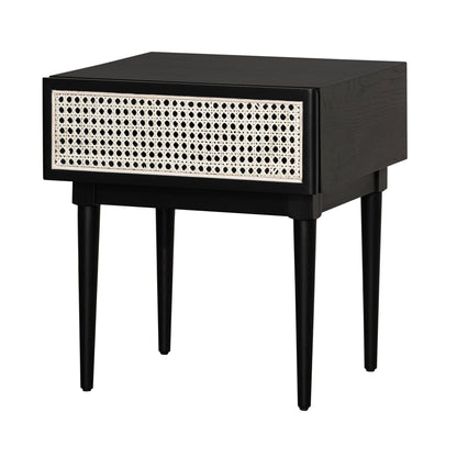 Cane Side Table - Matte Black