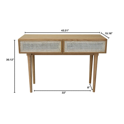 Cane Console Table - Natural