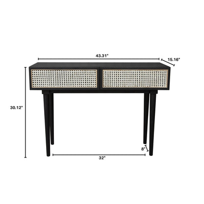 Cane Console Table - Matte Black