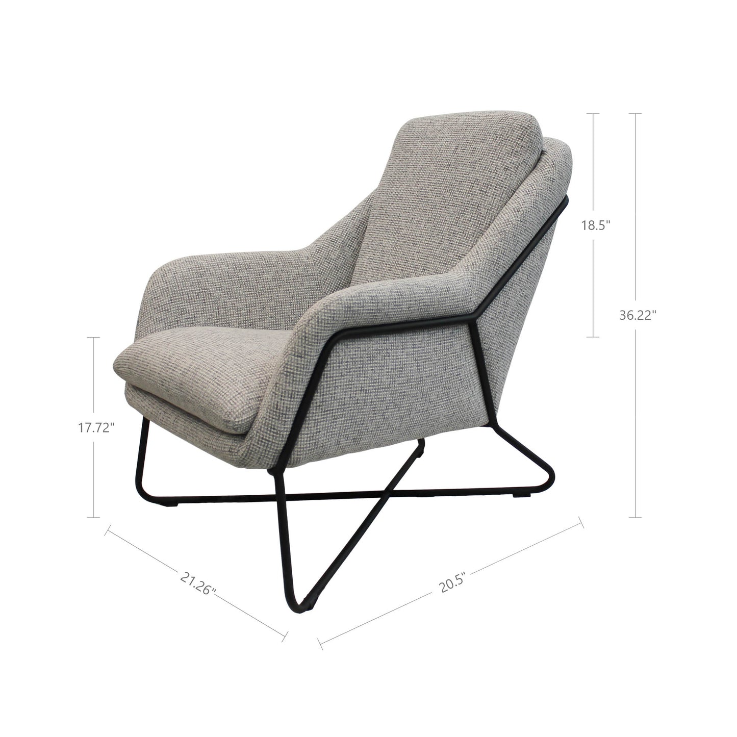 Romeo Lounge Chair - Light Grey Tweed