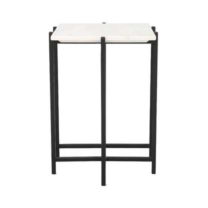 Function Side Table - White Marble/Black Base