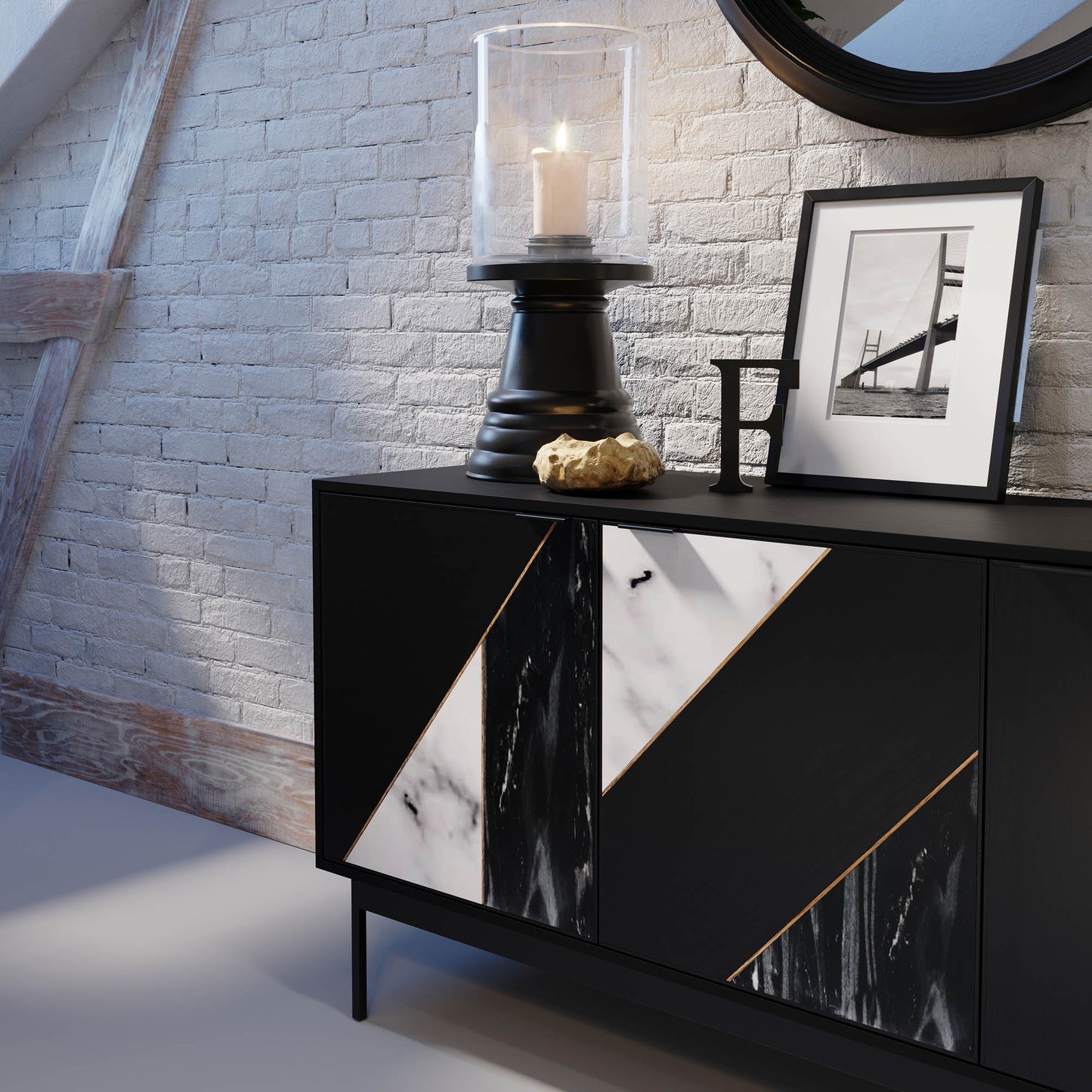 Hexa Sideboard - Black Fossil