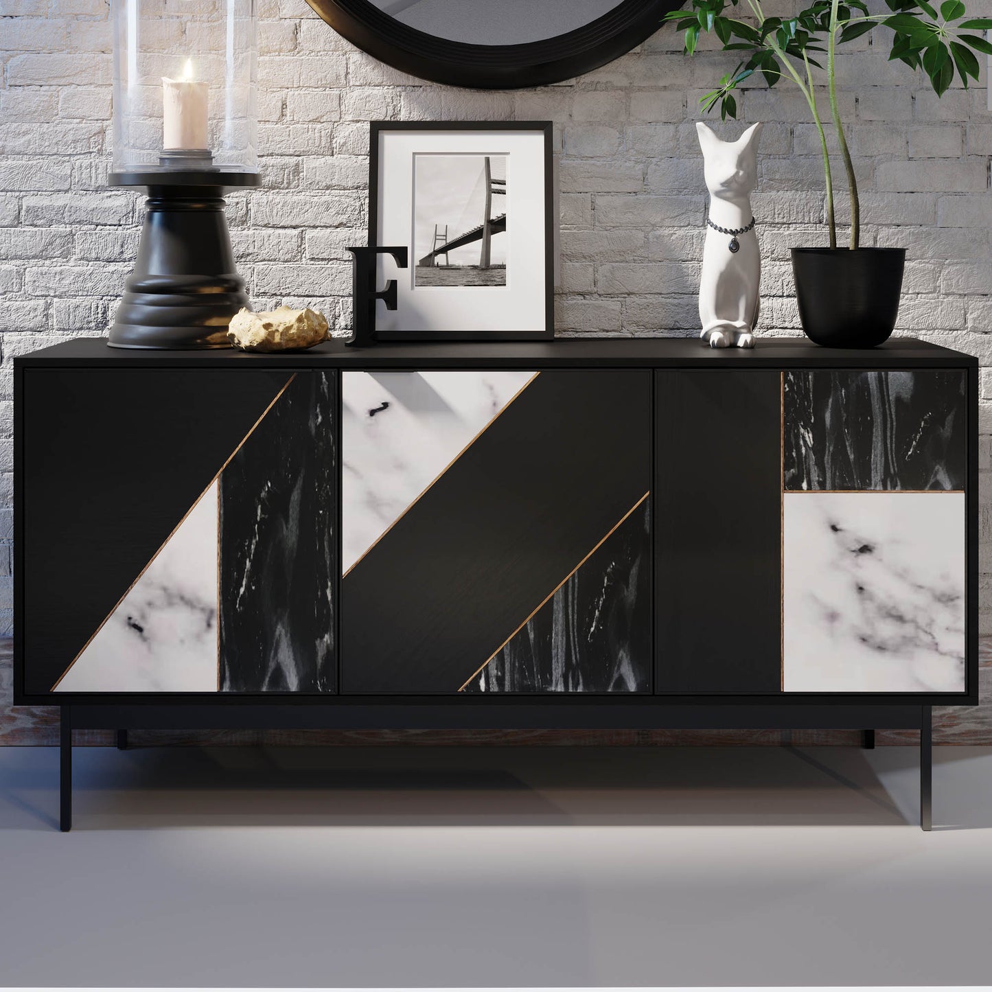 Hexa Sideboard - Black Fossil