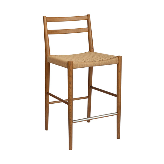 Jakarta Counter Stool with Back - Walnut/Natural Woven Seat