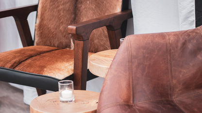 Rio Cool Armchair - Brown Mindi Oak, Leather/Goat Hair